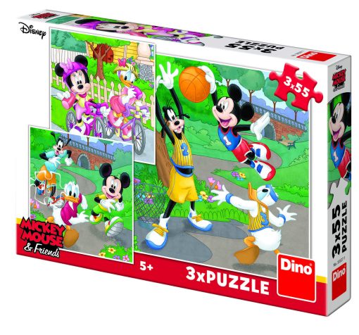 Puzzle 3 in 1 - Mickey si Minnie sportivii (3 x 55 piese), Dino, 335271, 8590878335271