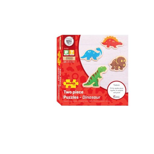 Puzzle din lemn - Dinozauri, BIGJIGS Toys, BJ503, 691621195031 - imagine 3