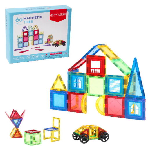 Set de constructie magnetic 3D - 60 piese, MAGPLAYER, MPL2-60, 6940482201639 - imagine 3