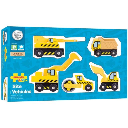 Set masinute - Santierul de constructii, BIGJIGS Toys, BJT065, 691621090657 - imagine 2