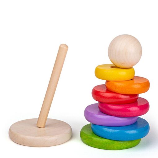 Piramida din lemn - Curcubeul, BIGJIGS Toys, BB098, 691621530986 - imagine 6