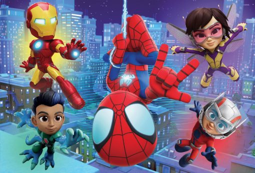 Puzzle de colorat maxi - Paienjenelul Marvel si prietenii lui uimitori (2 x 24 de piese), LISCIANI, L99788, 8008324099788 - imagine 3