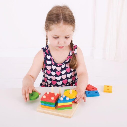 Joc de sortare - 4 forme geometrice, BIGJIGS Toys, BB094, 691621530948 - imagine 5