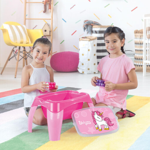 Masuta de activitati cu 30 cuburi de construit - Unicorn, DOLU, D2598, 8690089025982 - imagine 4