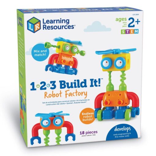 Hai sa construim - 1, 2, 3  Robotel colorat, Learning Resources, LER2869, 765023028690