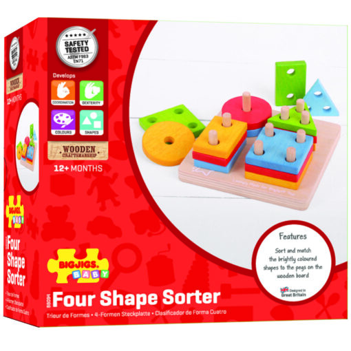 Joc de sortare - 4 forme geometrice, BIGJIGS Toys, BB094, 691621530948 - imagine 7