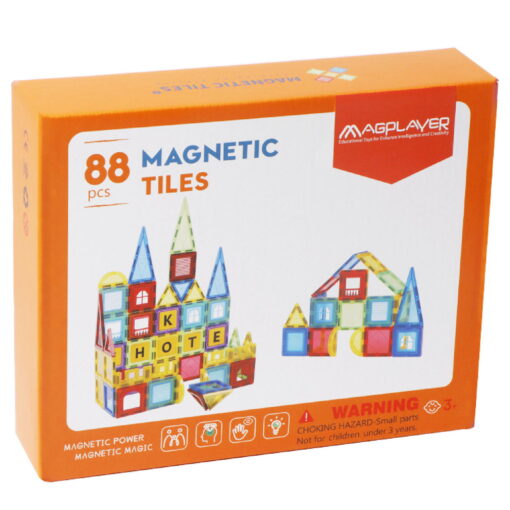 Set de constructie magnetic 3D - 88 piese, MAGPLAYER, MPL2-88, 6940482201646