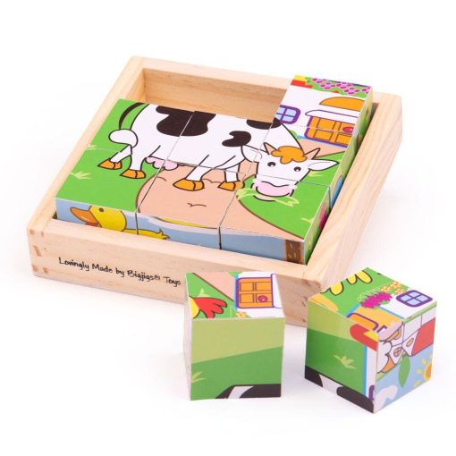 Puzzle cubic - animale domestice, BIGJIGS Toys, BJ536, 691621195369
