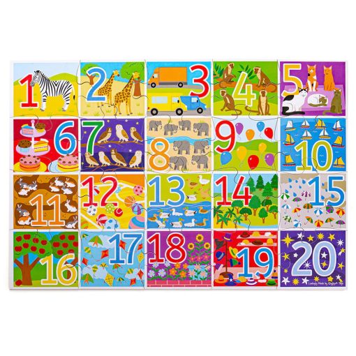 Puzzle de podea cu numere (20 piese), BIGJIGS Toys, BJ559, 691621025598