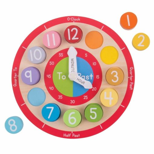 Ceas colorat din lemn, BIGJIGS Toys, BJ906, 691621199060 - imagine 2