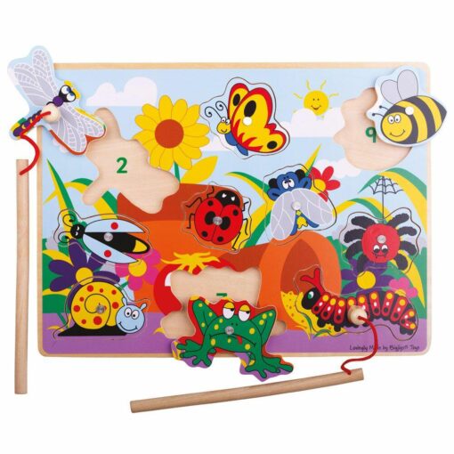 Joc de pescuit magnetic -  Prietenii din gradina, BIGJIGS Toys, BJ919, 691621199190