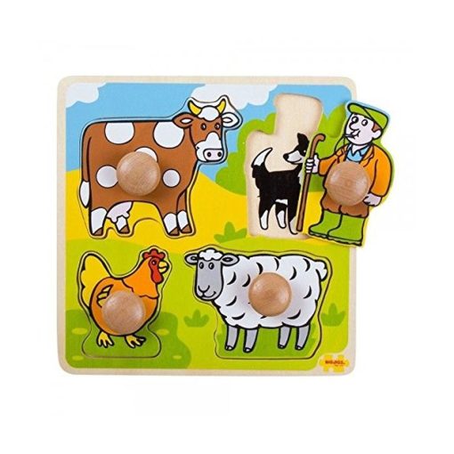 Primul meu puzzle - 4 animale domestice, BIGJIGS Toys, BJ520, 691621195208