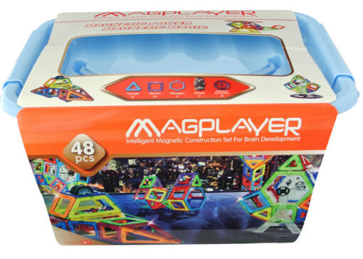 Joc de constructie magnetic - 48 piese, MAGPLAYER, MPT-48, 6940482200472