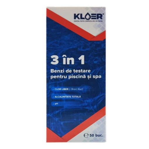 Benzi pentru analiza clor liber / pH / alcalinitate, pentru apa piscina, Kloer 3 in 1