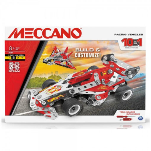 Set constructie metalic Meccano 10 in 1 - Racing Vehicles, 225 piese
