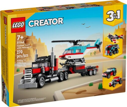 LEGO Creator 31146 - Camioneta-platforma cu elicopter (3:1)