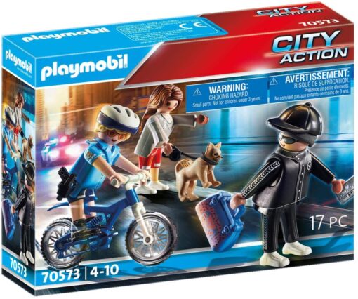 Playmobil City Action PM70573 - Politist pe Bicicleta si Hot