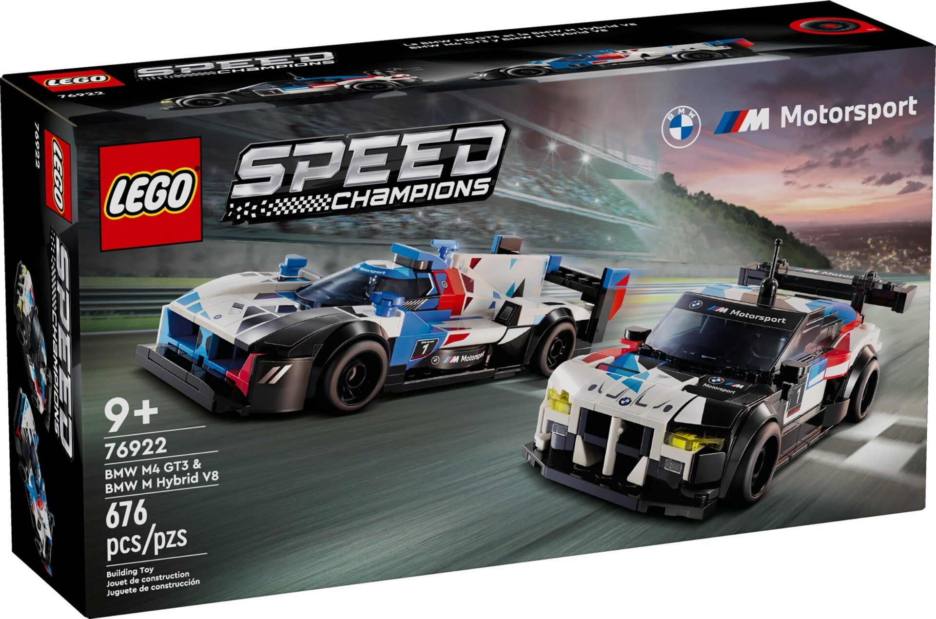 LEGO Speed Champions 76922 - Masini de curse BMW M4 GT3 si BMW M Hybrid v8