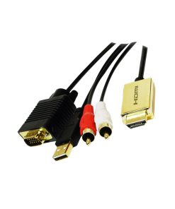 Cablu profesional e-SWC Supreme pentru TV / monitor, HDMI-A-tata / USB 2.0-A-tata + VGA-tata + 2 x RCA-tata, cablu 2 m
