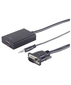 Adaptor profesional e-SWC Supreme pentru TV / monitor, VGA-tata / HDMI-mama, cablu 15 cm, negru