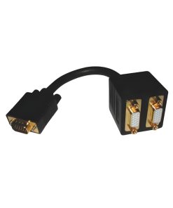 Splitter profesional e-SWC Supreme pentru TV / monitor, VGA-tata / 2 x VGA-mama, cablu 20 cm, negru