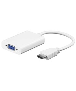 Adaptor profesional e-SWC Supreme pentru TV / monitor, alimentare + audio, HDMI-A-tata / VGA-mama, cablu 10 cm, alb