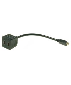 Splitter profesional e-SWC Supreme pentru TV / monitor, HDMI-A-tata / 2 x HDMI-A-mama, cablu 20 cm, negru