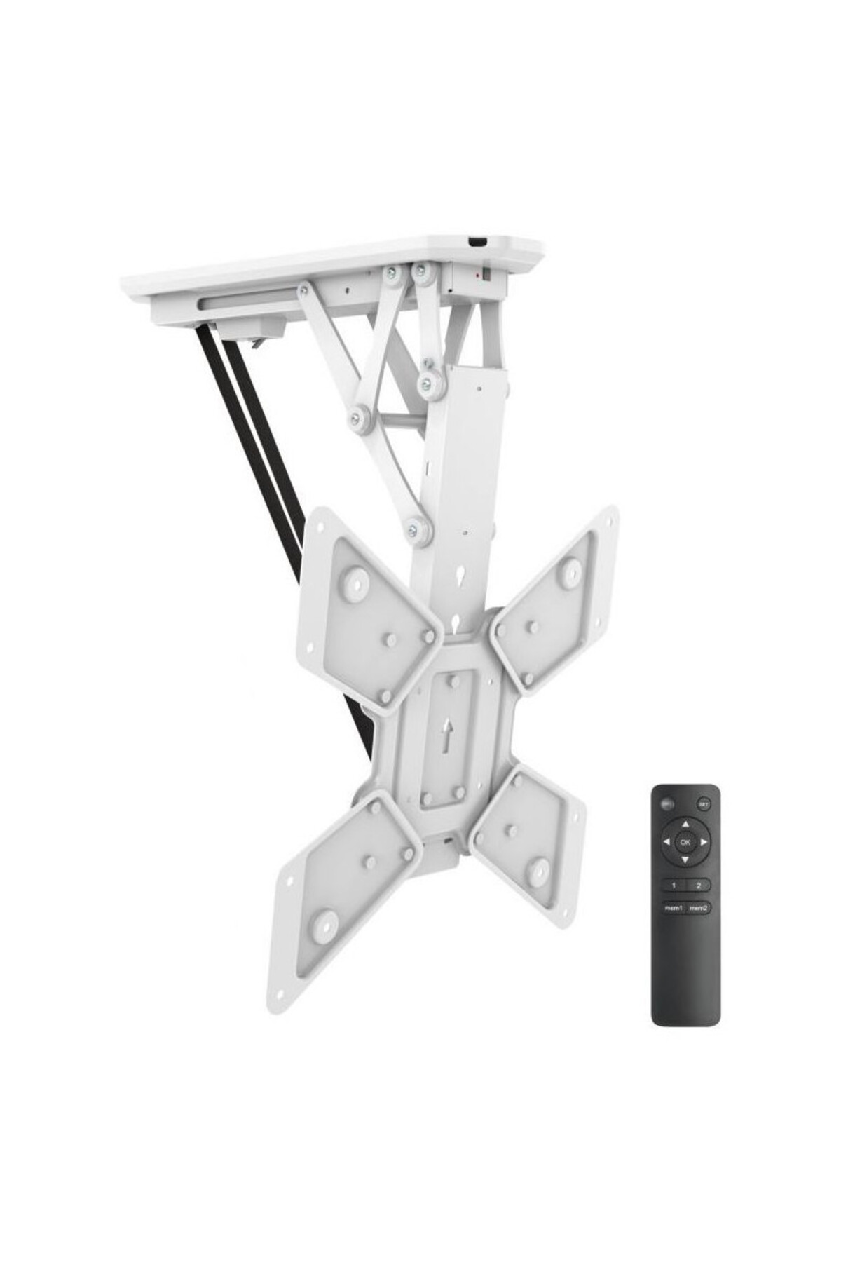 Suport profesional universal motorizat de tavan e-SWC Supreme pentru TV, diagonale 23"-55", max 30 kg, vesa max 400 x 400, telecomanda, Alb